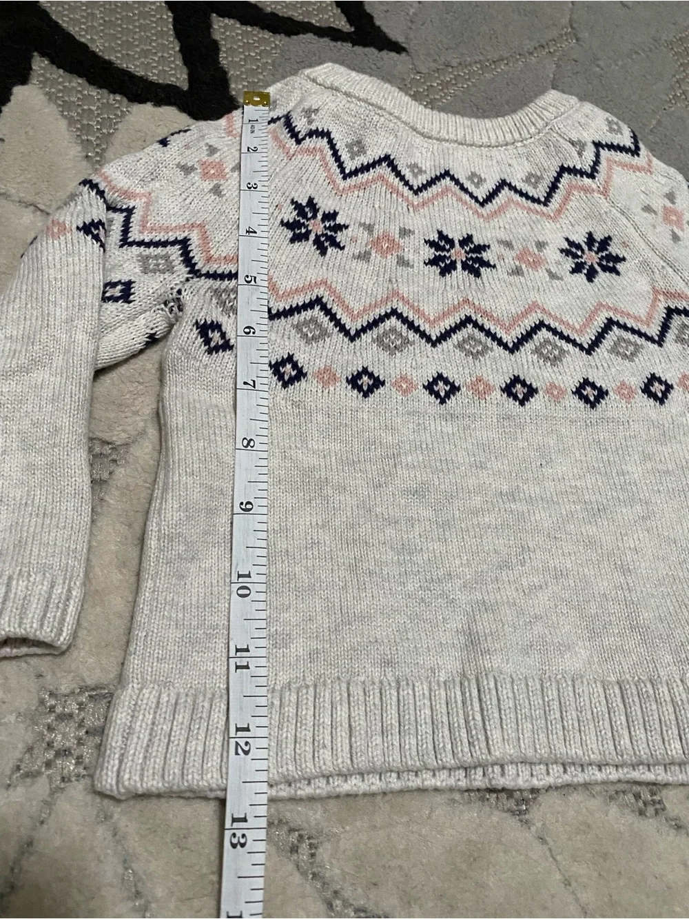Carter's Baby Girl Pink & Gray Knit Sweater w/ Beanie & Pink Sweatpants 12 Month